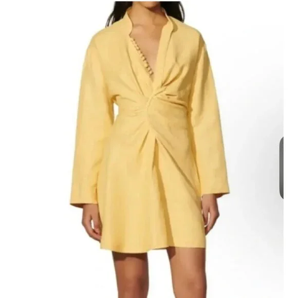 Sandro | Dresses | Sandro Ruched Front Linen Mini Shirt Dress Yellow Size 36 | Poshmark Sandro | Dresses | Sandro Ruched Front Linen Mini Shirt Dress Yellow Size 36 | Poshmark